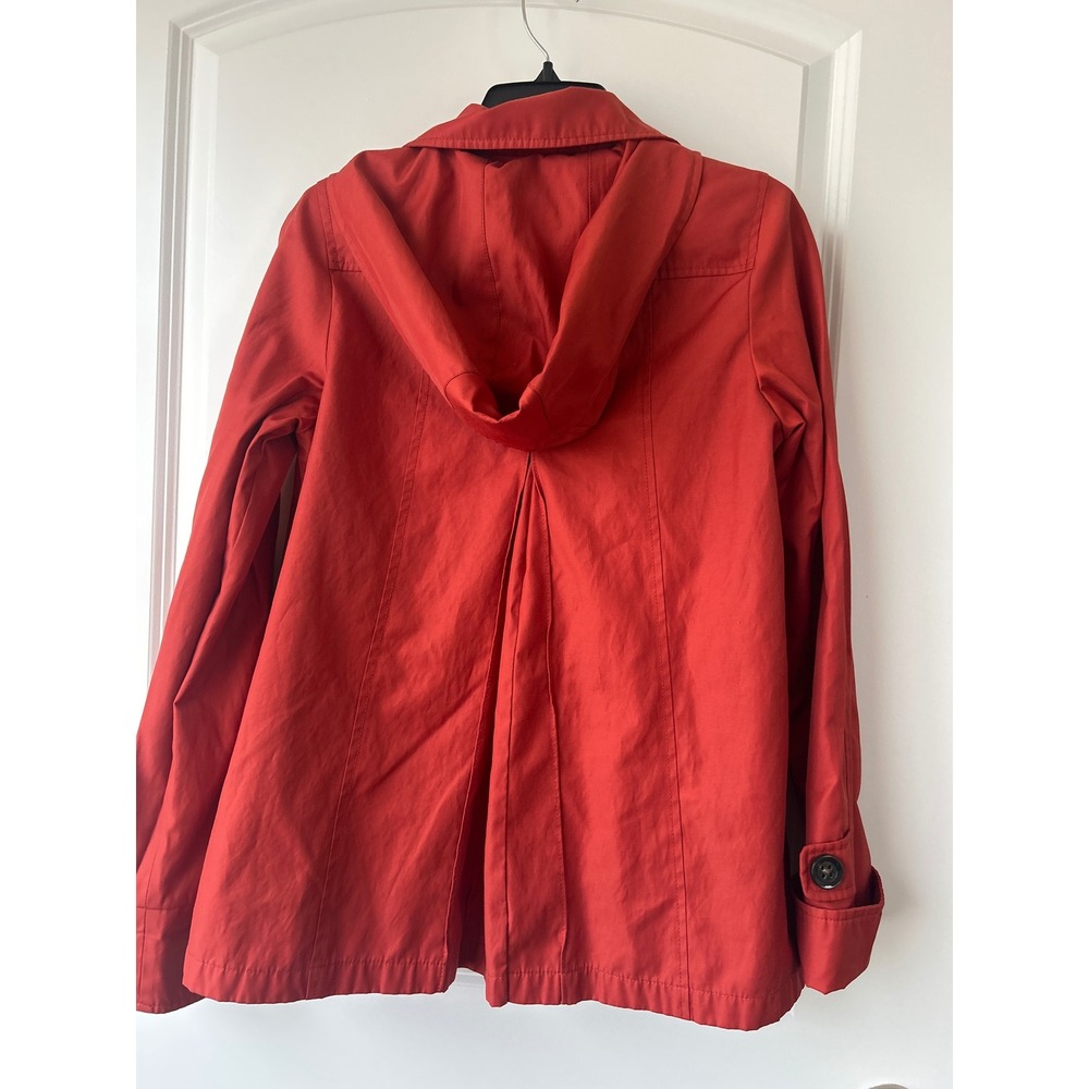 Gallery Rust Colored Rain Jacket XS Lightweight Button Front Trench Coat - Picture 5 of 8